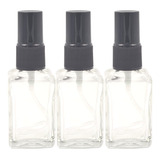 03 Frasco Vidro Quadrado 30ml Com Válvula Spray Perfume