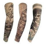 03 Pares De Manguito Manga Tattoo Tatuagem Falsa Só Escuras