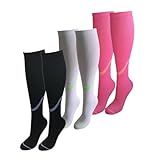 03 Pares Meias Femininas Compressivas Selene Compressão Cano Longo Alto Corrida Caminhada Ciclismo Exercícios Fitness Esportes Treino Academia Compressão Cor Multicores Gênero Feminino Tamanho 34 39