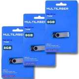 03 Pendrive 8gb Multilaser Pd587 Usb Original Atacado Nfe