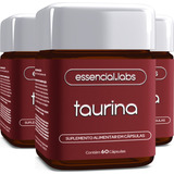 03 Potes Da Taurina Com 1000mg Por Dose Fórmula Avançada Com Matéria prima Importada 60 Cápsulas