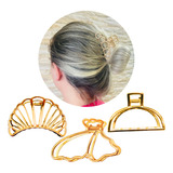 03 Presilha Piranha Prendedor De Cabelo Luxo Metal Variadas