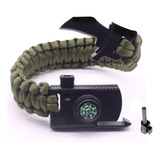 03 Pulseira Tática Paracord Sobrevivência Pederneira Bussola