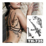 03 Tatuagens Temporária Armas Revólver Removível
