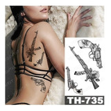 03 Tatuagens Temporária Armas Revólver Removível