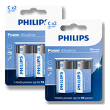 04 Pilhas Bateria C Philips Média