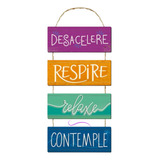 04 Placas Decorativas Frase Com Corda Respire Motivação