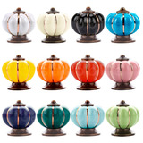 04 Puxador Ceramic Porcelana Retro Vintage Provencal Abobora