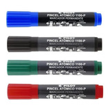 04 X Pincel Atômico Pilot 1.100- Azul/vermelho/preto/verde