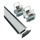 04 Barra Perfil Led 2m Embutir 24x7 Mola Gafanhoto Gesso