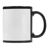 04 Canecas Pretas Com Tarja Branca 325ml Resinada