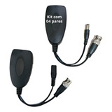 04 Pares Power Video Balun Alimentação Conector Rj45 P Bnc