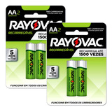 04 Pilhas Aa Recarregáveis 1350mah Rayovac 2 Cart C 2 Unid