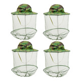 04x Chapéu Com Tela Mosquiteiro Camuflado Camping Pesca Caça