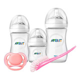 05 Pcs Mamadeira Petala Avent Chupeta Rosa Escova Lavagem