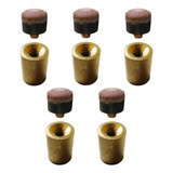 05 Virola Metal Rosca + 05 Ponteira Rosca Com Sola De Couro