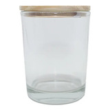 05 Copos Vidro Para Vela Artesanal 80ml C  Tampa De Maderia