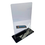 05 Placas Troféu Acrílico Cristal 2mm 14x20cm C base Preta
