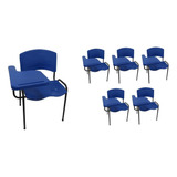 06 Cadeira Universitária Plástica Azul C/