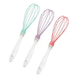 06 Batedor Clara Ovo Fuê Fouet Silicone Bolo Massas Cozinha