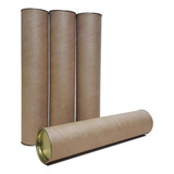 06 Tubo Papelão Tubete Canudo 50cm X 6 1cm Ø Tampa Metal