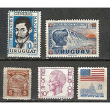 077 Sls Lote 5 Selos Uruguai Belgique Usa
