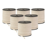 08 Corda Cordão 100 Algodão 5mm Com 50 Metros Trançado