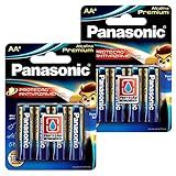 08 Pilhas AA Alcalina Premium Panasonic 2 Cartelas