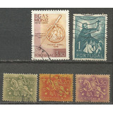 086 Sls Lote 5 Selos Portugal Carimbado 1949 1952