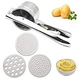 1 2 Pacote De Espremedor De Batata De Aço Inoxidável Com 3 Discos Intercambiáveis Espremedor De Batata Grande De 15 Onças Para Batatas Frutas Vegetais Purê De Batata Manual Utensílio De Cozinha