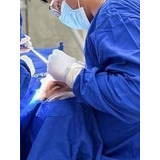 1 Avental Cirurgico / Capote Cirurgico Tecido Brim Leve Azul