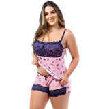 1 Baby Doll Pijama Liganete Renda Atacado Fábrica 