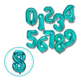 1 Balao Metalizados Numeros Azul Tiffany 70cm - Promoção