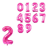 1 Balao Metalizados Numeros Rosa 70cm - Promoção