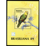 1 Bloco + 7 Selos Da Nicarágua Fauna Aves Pássaros - L.3357