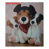 1 Cachorro Jack Russel + 2 Filhotes Coleção Doguinhos Crochê