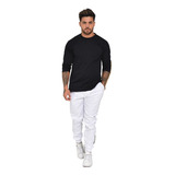 1 Calça Jeans Jogger Rasgada Preta Zíper Destroyed Sarja Ski