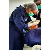 1 Capote Cirurgico / Avental Cirurgico Tecido Brim Azul Mari