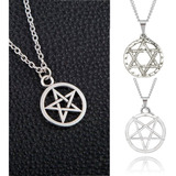 1 Colar Corrente Pentagrama Alternativo Wicca Gótico Estrela