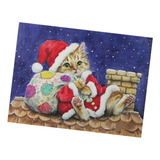 1 Conjunto De Ponto Cruz Kit Natal Gato 5d Diamante Pintura