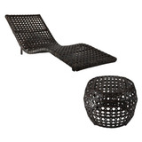 1 Espreguiçadeira + Puff Alumínio Sem Braço Piscina Fibra 