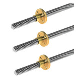 1 Fuso Tr8 Passo 8mm X 300mm + 2 Pçs Tr8 X 250mm + Castanhas