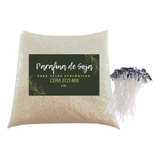 1 Kg Parafina Cera Soja + 20pavios 18cm Com Ilhós P/ Vela