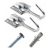 1 Kit Gancho De Rede Aço Reforçado 150kg C/ Parafuso Bucha