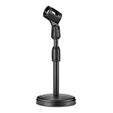 1 Mini Pedestal Reto Bumbo Mesa P/ Microfone-base Redonda