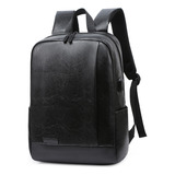 1 Mochila De Couro Pu, Bolsa Escolar Para Laptop