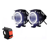 1 Par Farol Milha Neblina Led Angel Eye U7 Moto Interruptor 