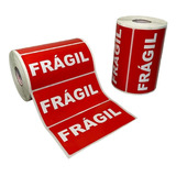 1 Rolo Etiqueta Adesiva Selo Frágil 100x50 500 Un Cor Vermelho Adegraf Etiquetas