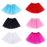 1 Saia Tule Tutu Infantil Crianças Glitter Brilho 30 Cm 