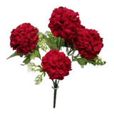 1 Buque D Crisantemo Aveludada Flor Vermelha Artificial 35cm